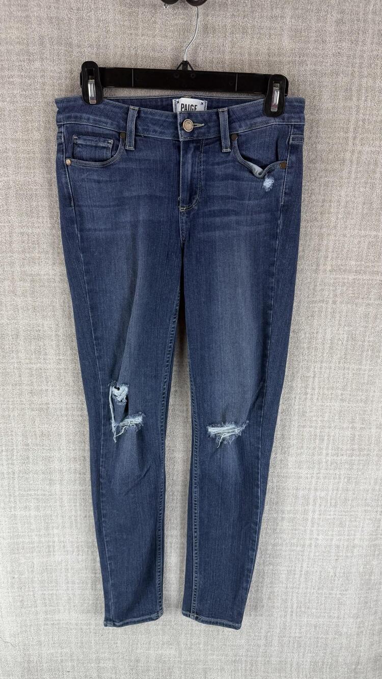Paige Jeans Womens 28 Blue Medium Wash Verdugo Ankle Slim Distressed Stretch
